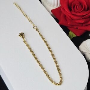 Gold Scroll Chain Bracelet Snail Link Adjustable Stainless Steel Modern Stack